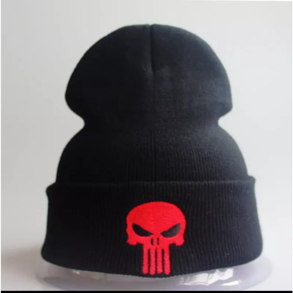 COD Topi Kupluk Pria Dan Wanita Punisher Kupluk Trend Motif Tengkorak Bahan Rajut Berkualitas