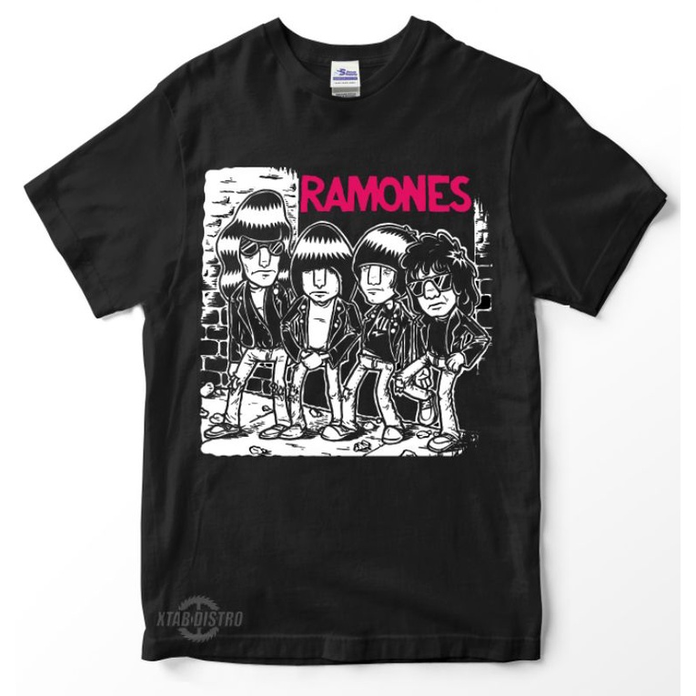 XTAB DISTRO kaos RAMONES CARTOON Premium tshirt Ramones rock n roll hey ho lets go vintage Baju Tshi