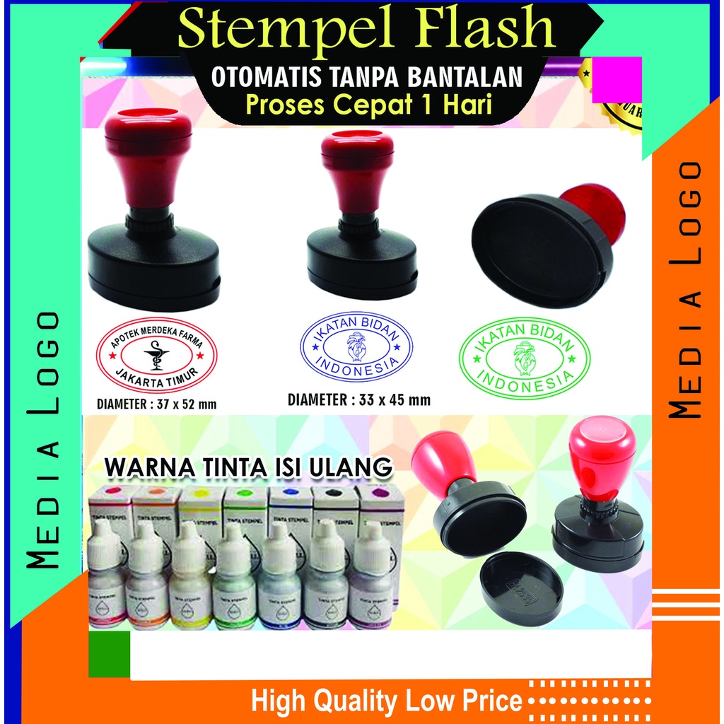 

STEMPEL FLASH OVAL-OTOMATIS TANPA BANTALAN-PRAKTIS SIAP PAKAI