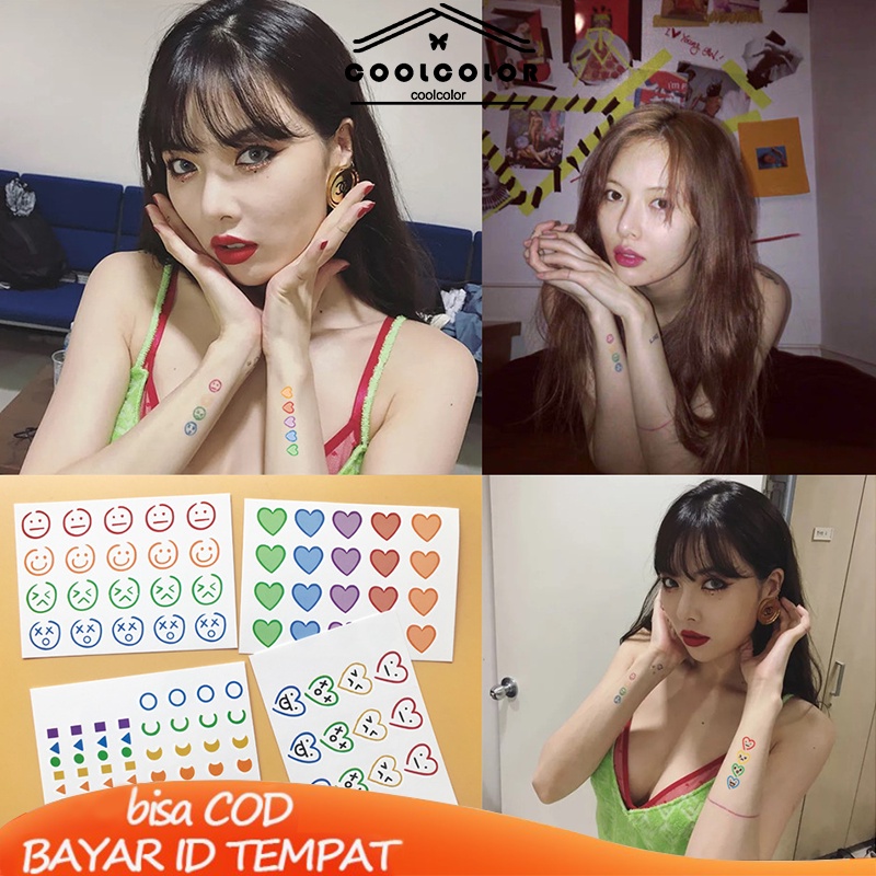 1 PC Lucu Tato Stiker Tato Sementara Warna-warni Tato Tahan Air Segar Kecil Ready stock -COL