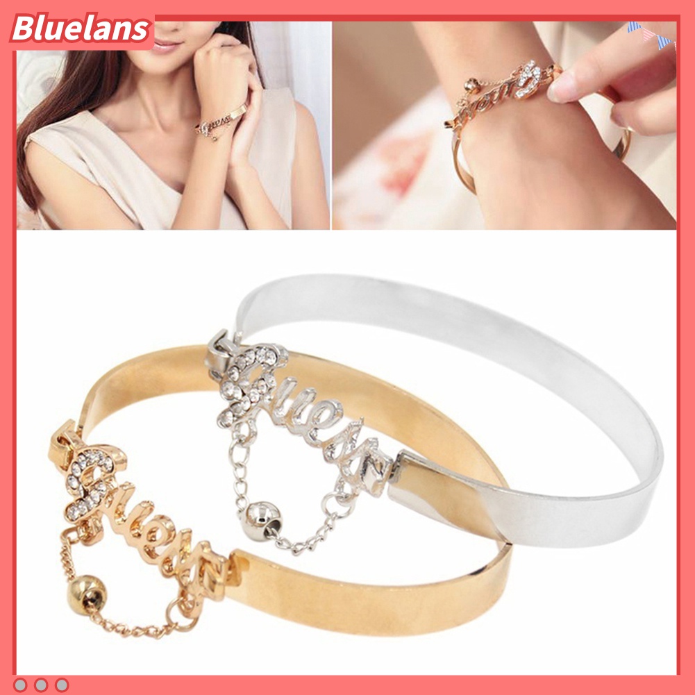 Gelang Bangle Liontin Manik-Manik Berlian Imitasi Shiny Untuk Wanita