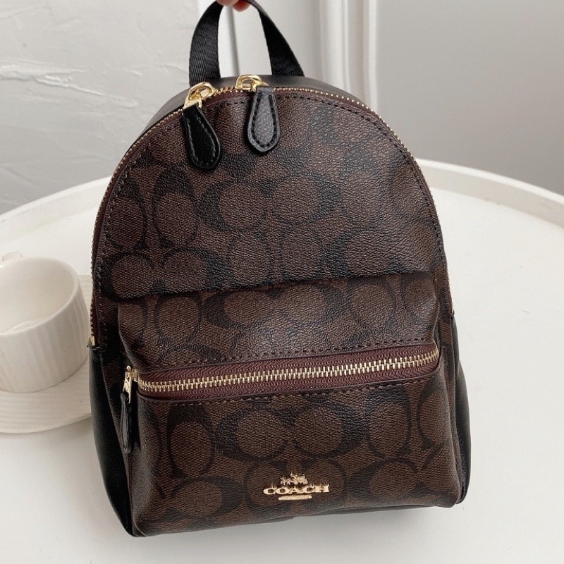 Coach Campus Mini Backpack in Signature Canvas Brown || Tas Ransel