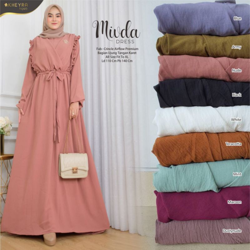 Gamis wanita matt crincle airflow / Mivda Dress by Kheyra