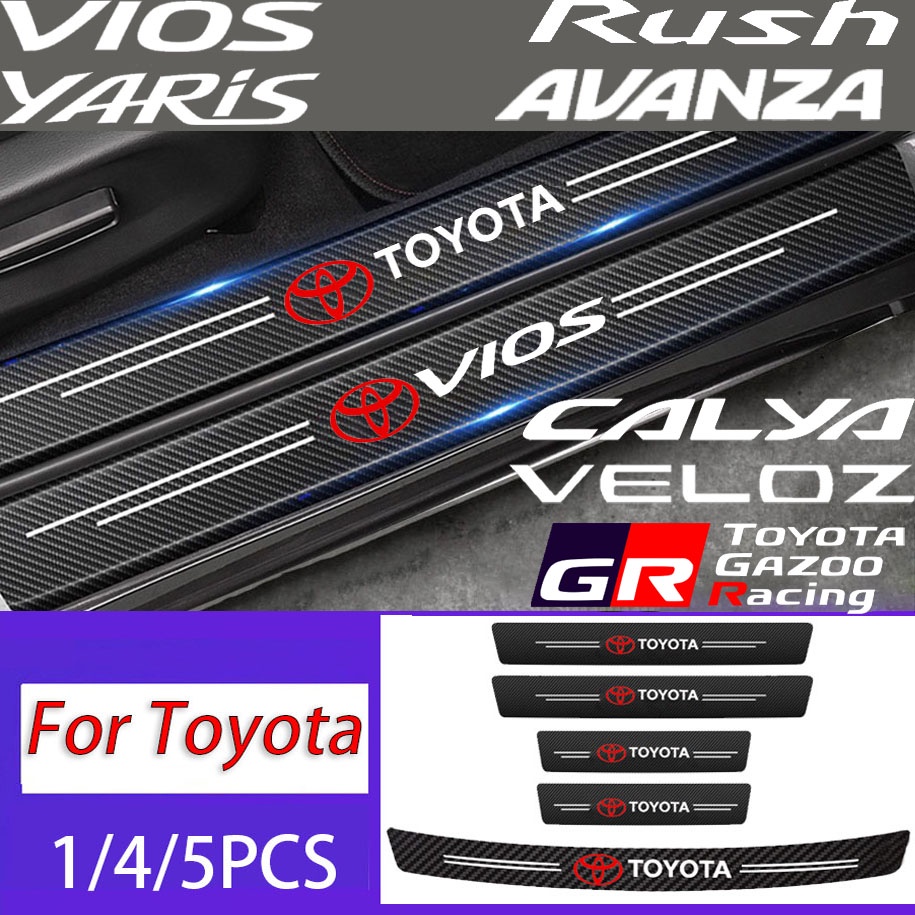 Stiker Pelindung Pintu Mobil Bahan Kulit Serat Karbon Anti Gores Untuk Toyota Vios Yaris Rush Veloz Fortuner Innova Raize Corolla Calya Avza