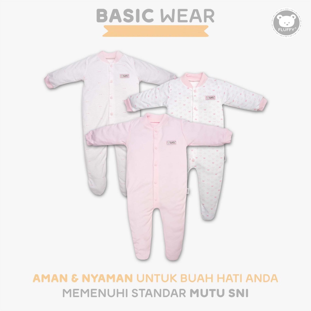 Baju Tidur Bayi Sleepsuit Jumper Piyama Anak Fluffy Baju Kodok Tutup Kaki 3-12 Bulan 1pcs