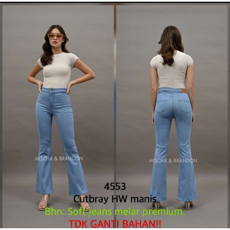 Jeans wanita model cutbrai HW bahan sofjeans merek  M&B  mischa brandon jeans