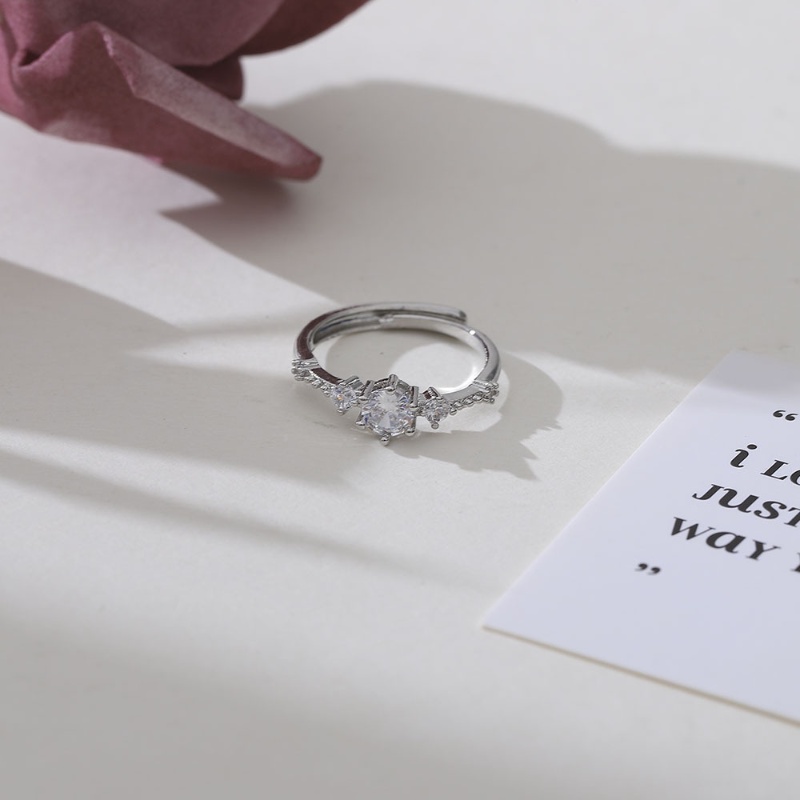 Cincin Zircon Bentuk Bulat Gaya Korea Untuk Wanita