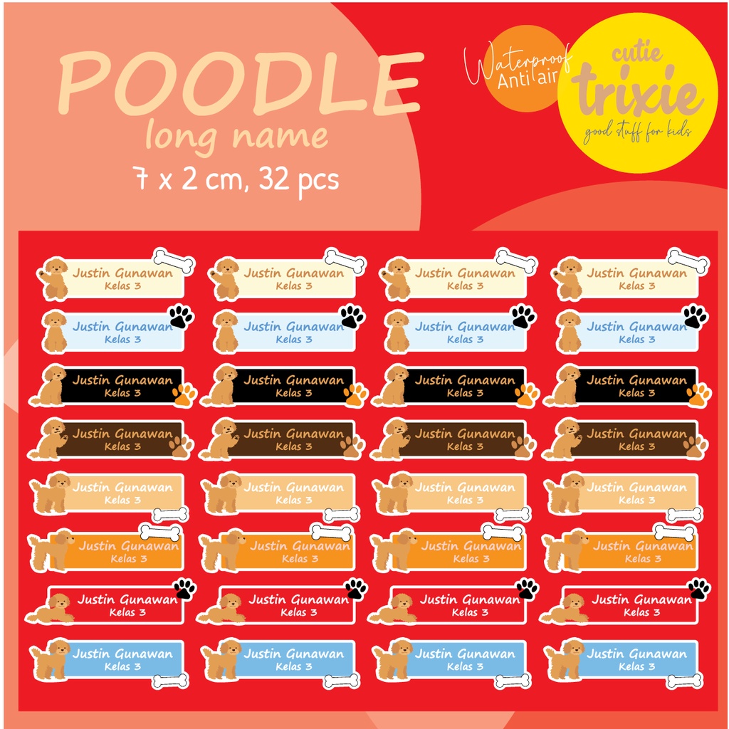 

Sticker Label Nama Anak POODLE nama panjang