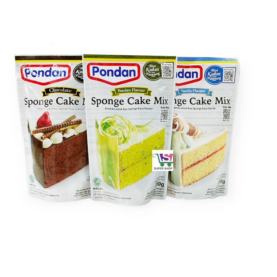 

trx5m0La--Pondan Sponge Cake Kue Mix Premiks Cokelat / Pandan / Vanilla 200 Gram