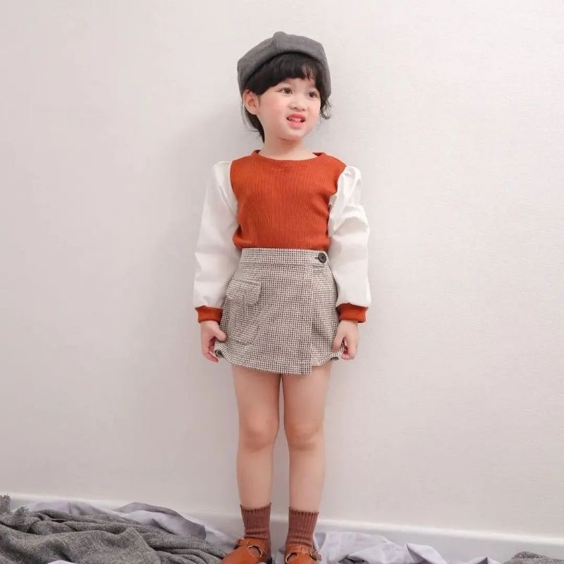 Atasan Anak Blouse Candy Alesha Longsleeve 2-5 tahun / Atasan Blouse Ballon Lengan Panjang Rib Knit Anak Perempuan 2-5 Tahun