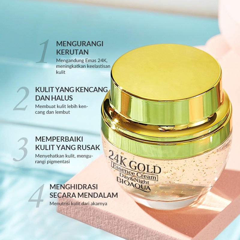 ❤ BELIA ❤ BIOAQUA 24K Gold Series | Facial Cleanser | Toner | Gentle Makeup Remover | Serum | Cream Essence | Trial Kit | 200ml | 100ml | 50ml | 30ml | 50g BPOM