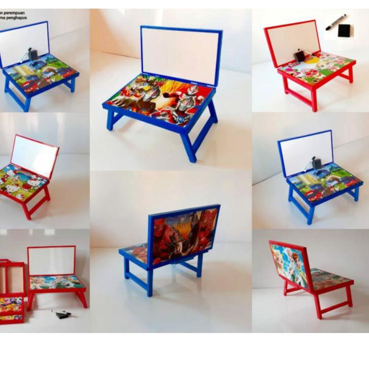 

Hot Sale! Meja Belajar plus papan tulis Lipat Karakter Anak Minimalis GRATIS SPIDOL dan PENGHAPUS 30x40x24