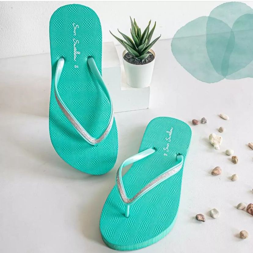 GROSIR SANDAL ISI 6 Sandal Jepit Sun Swallow Crystal / Kristal (Per 6 Pcs)