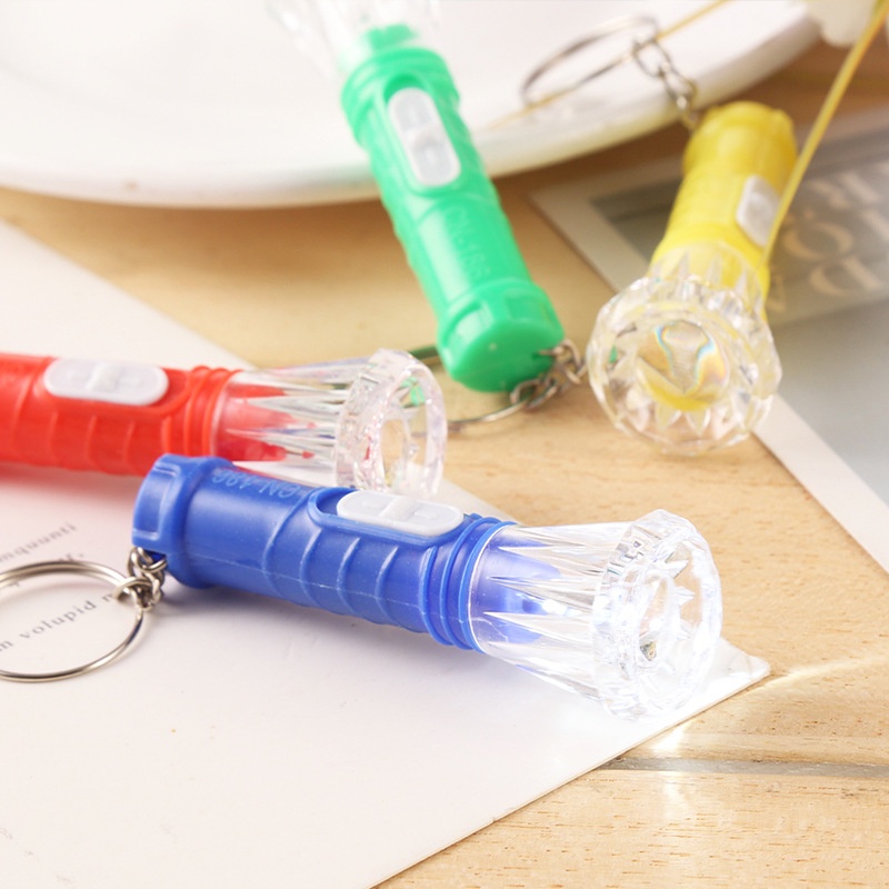 1pc Senter Saku Mini Portable Warna Acak Dengan Gantungan Kunci