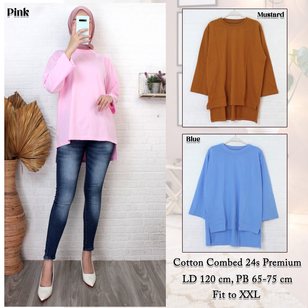 blues arka jumbo bahan catton ld 120 panjang 65-75 fashion wanita/atasan wanita /baju wanita