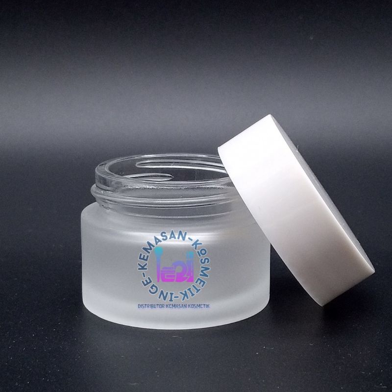 POT JAR POT CREAM 15 GRAM KACA FROSTED TUTUP PUTIH