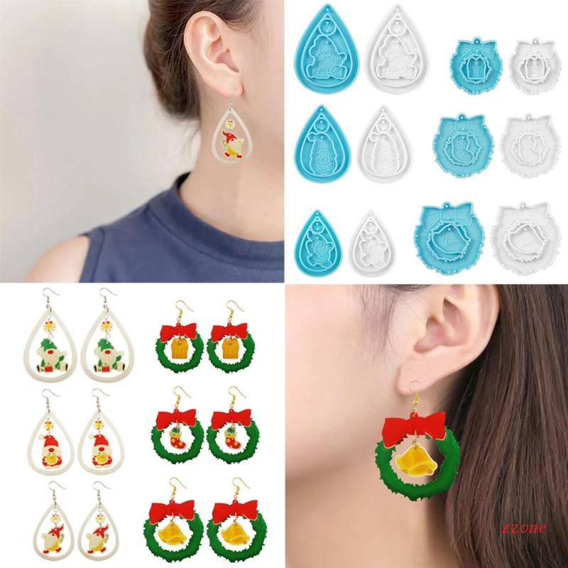 Cetakan Resin Epoksi Bahan Silikon Tema Natal Untuk Anting Menjuntai