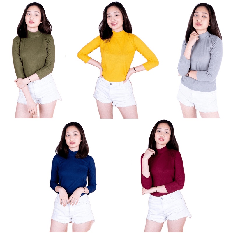 ZASKIYA - Turtle Neck Yoora | Daisy Turtleneck Atasan Wanita Baju RIB Korean Style