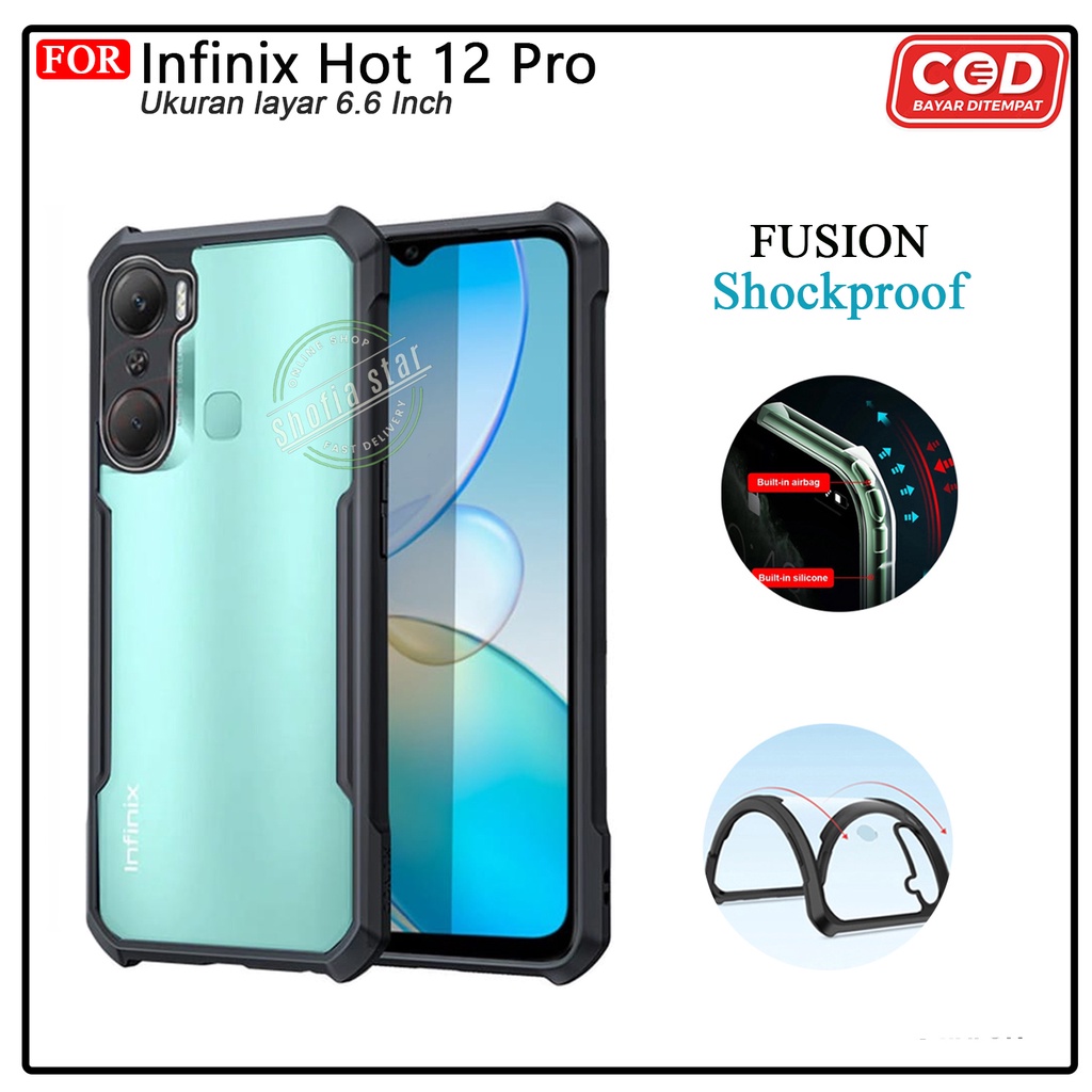 Case  Infinix Hot 12 Pro Fusion Shockproof Transparan Protect Camera Premium Casing