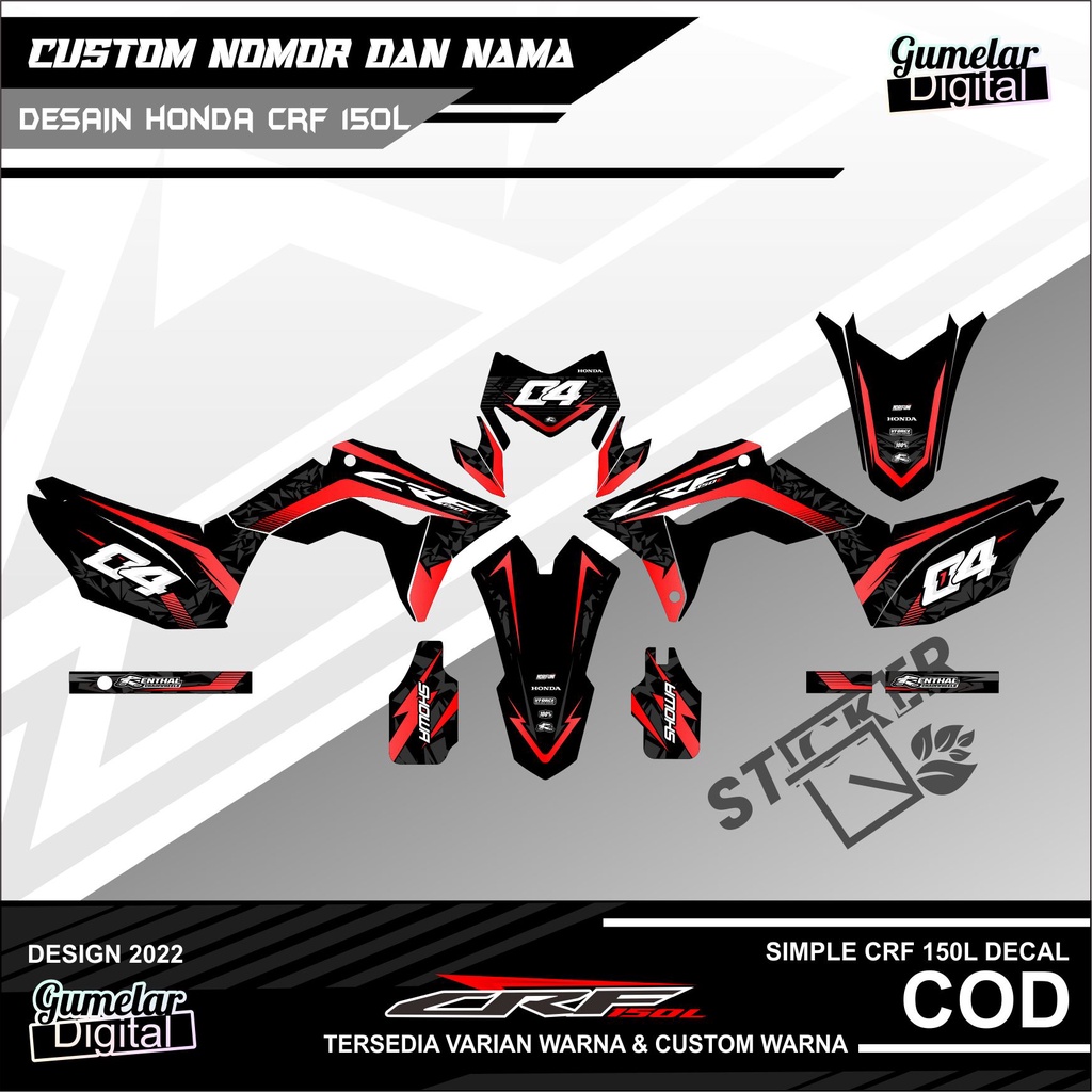 DECAL STICKER CRF 150 L DESIGN UPDATE 2022 TERBARU SUPERMOTO