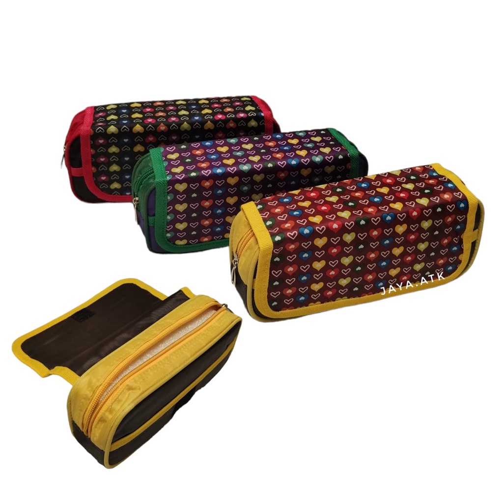 TEMPAT KOTAK PENSIL SLETING KAIN MOTIF SOUVENIR KADO ALAT TULIS MURAH