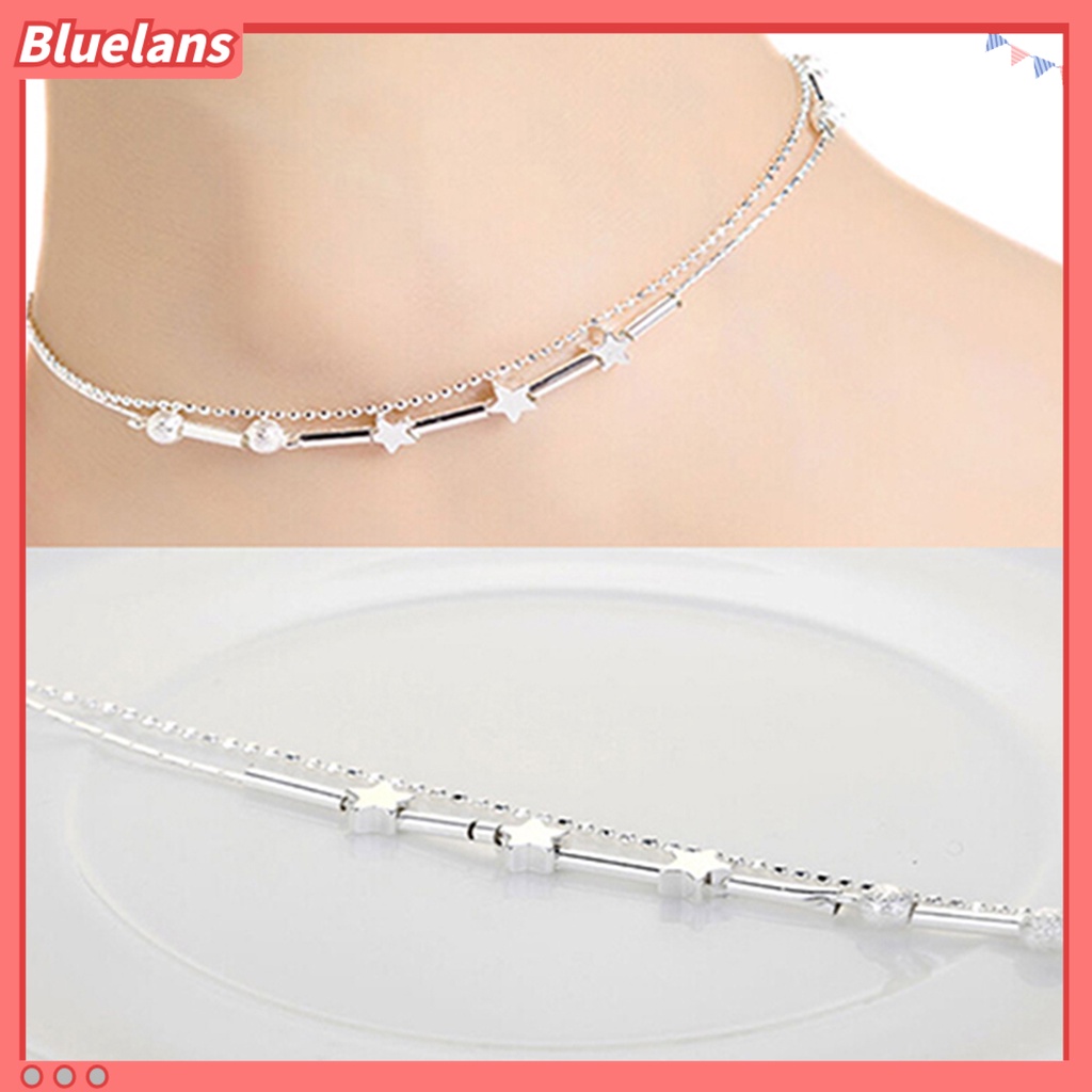 Bluelans Anklet Exquisite Adjustable Women Star Heart Beads Pendant Foot Bracelet