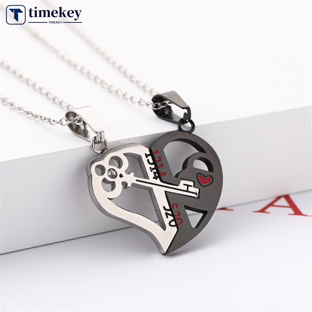 Timekey Kalung Rantai Liontin Kunci Simple Untuk Pasanganpriawanita H6J7