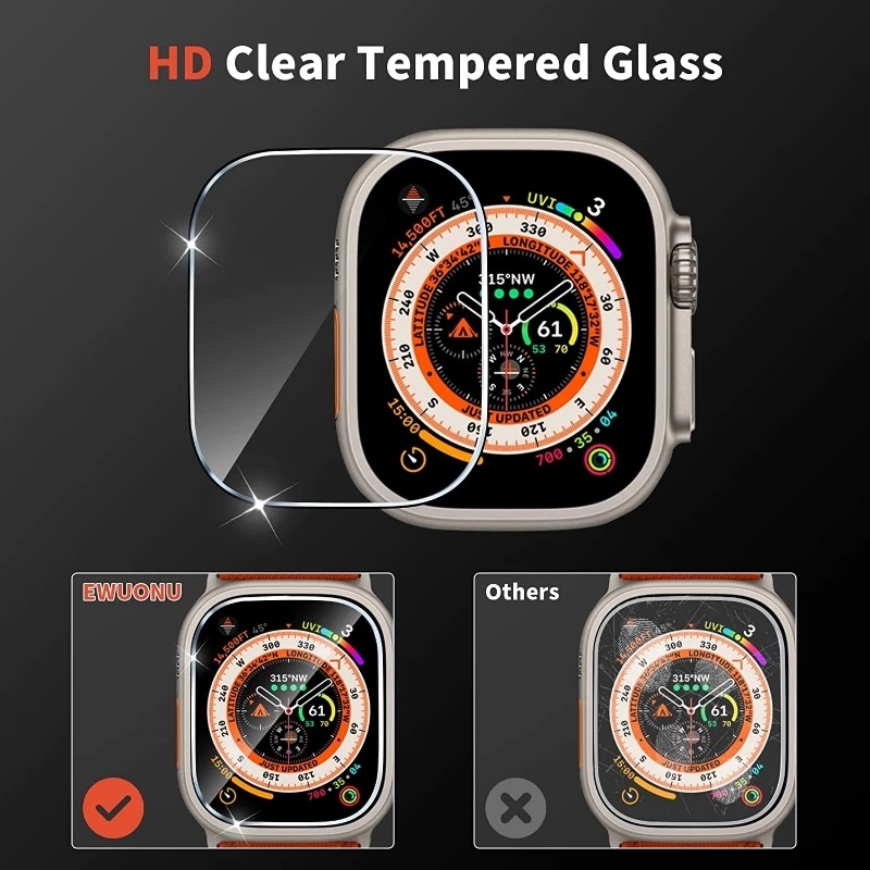 Pelindung Layar Tempered Glass Full Cover Anti Gores Untuk Apple Watch 8