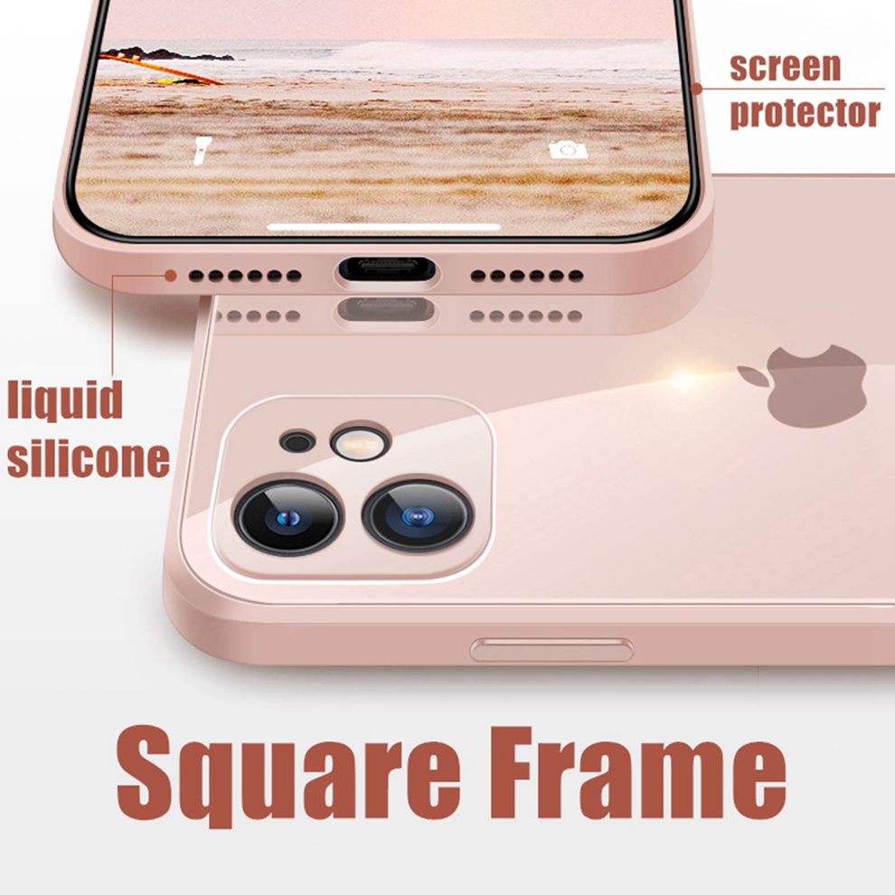 Casing Tempered Glass iPhone 13 14 Pro MAX 11 12 Pro MAX 14 PLUS Full cover Dengan Frame Silikon