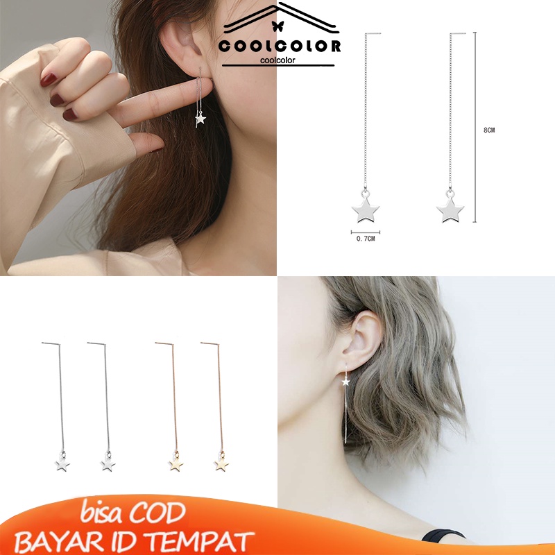 COD❤️2Pcs/1Sepasang Anting Korea Wanita Panjang Model Tusuk Tindik Rantai Rumbai Earring  Perhiasan Hadiah Fashion Aksesoris Murah