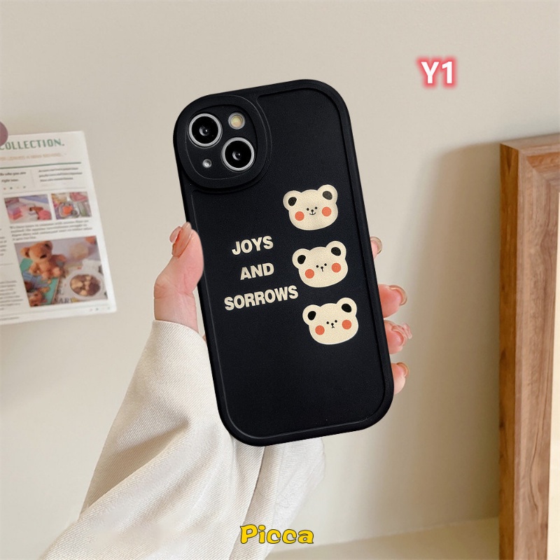 Trendy Lattice Case Realme C53 10 C55 10 Pro Plus C31 C35 C30 C21Y C12 C25Y C15 C2 C25s C20 C17 C21 C11 C20A GT C3 6i 5i 6 8Pro 5s 9i 7i 5 6s 8 8i Kartun Lucu Soft Cover Beruang