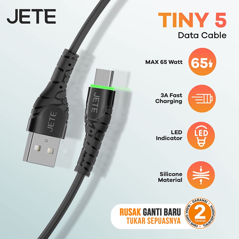 Kabel Data Kabel USB Micro Fast Charging with LED Light JETE Tiny 5 - Garansi 2 Tahun