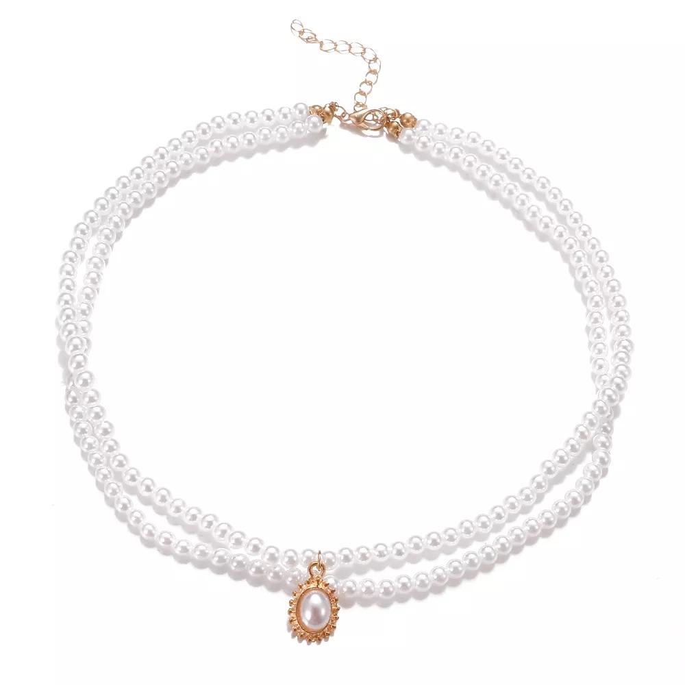 Kalung Mutiara Choker Double Layer Wanita Cantik Dalika