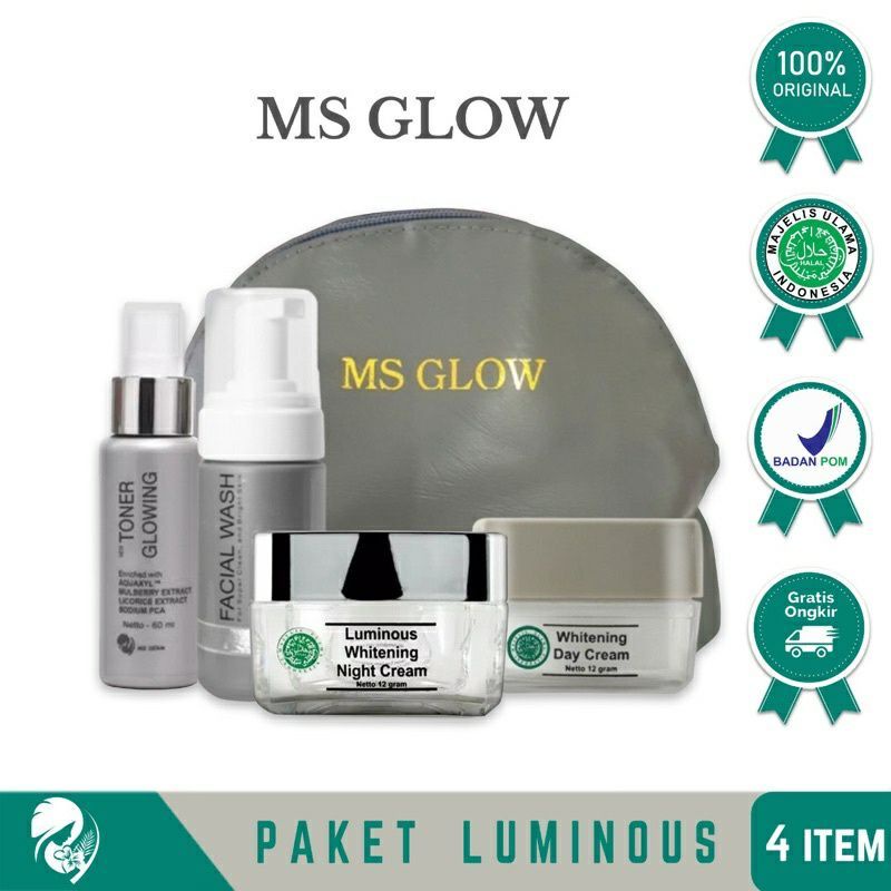 PAKET WAJAH LUMINOUS + SERUM LUMINOUS MS GLOW ORIGINAL (SUDAH BER BARCODE)