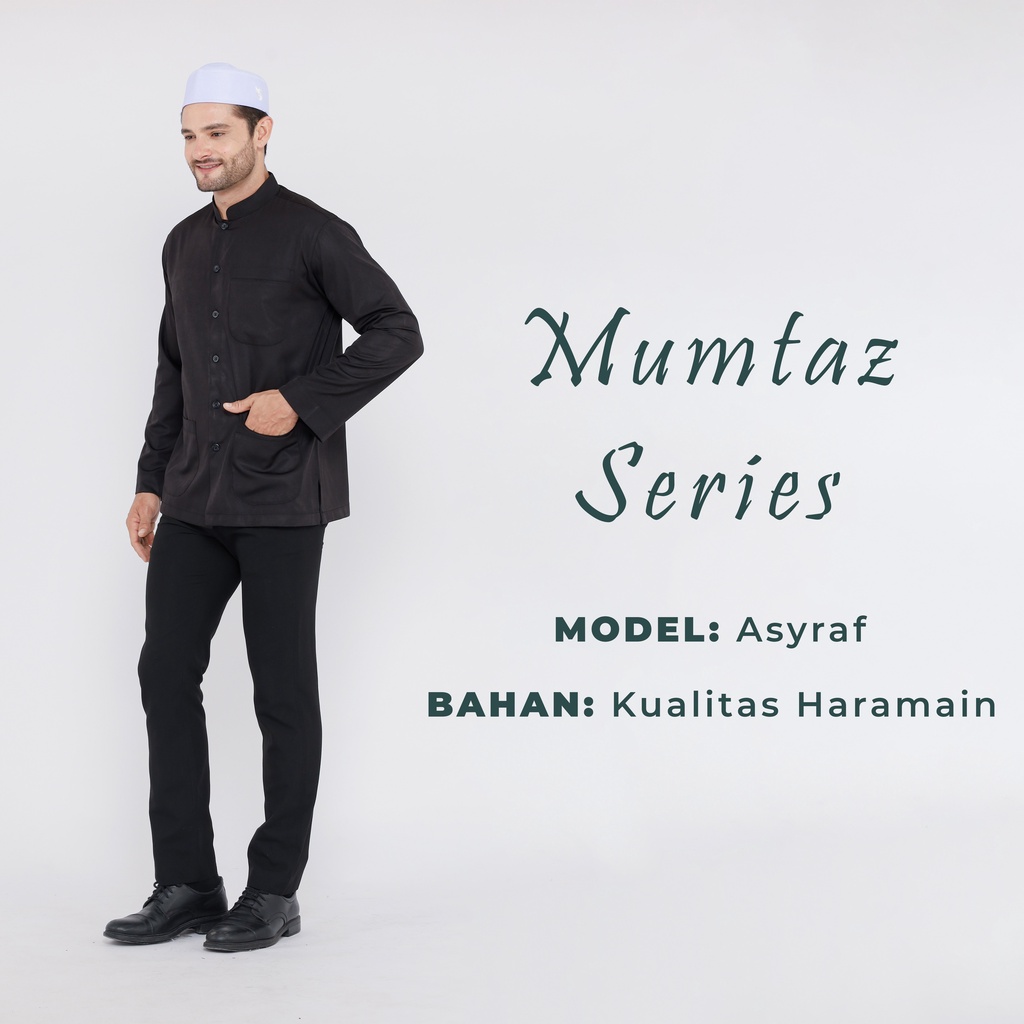 Baju Koko ZAWEEYA Mumtaz Series Model Asyraf Kualitas Haramain Polos Putih Warna