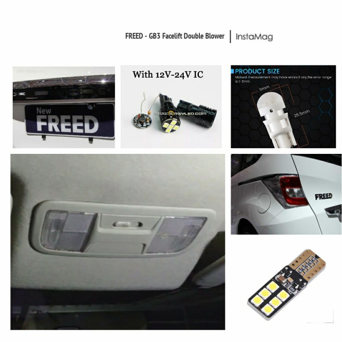 Lampu Plafon Kabin Honda FREED GB3 isi 5 LED Super Bright