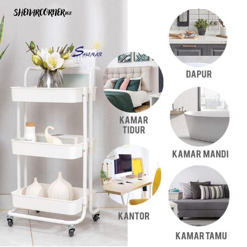 SHENAR RAK TROLI 3 SUSUN SALON DAPUR KAMAR TIDUR MANDI / TROLI SUSUN SERBAGUNA ROLLING STORAGE CART, SHENARCORNER168