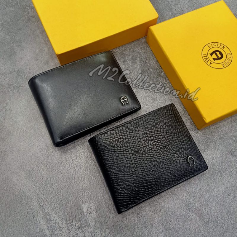 Dompet Aigner Mini Leather Dompet Lipat Pria Kulit Asli Super Premium Quality