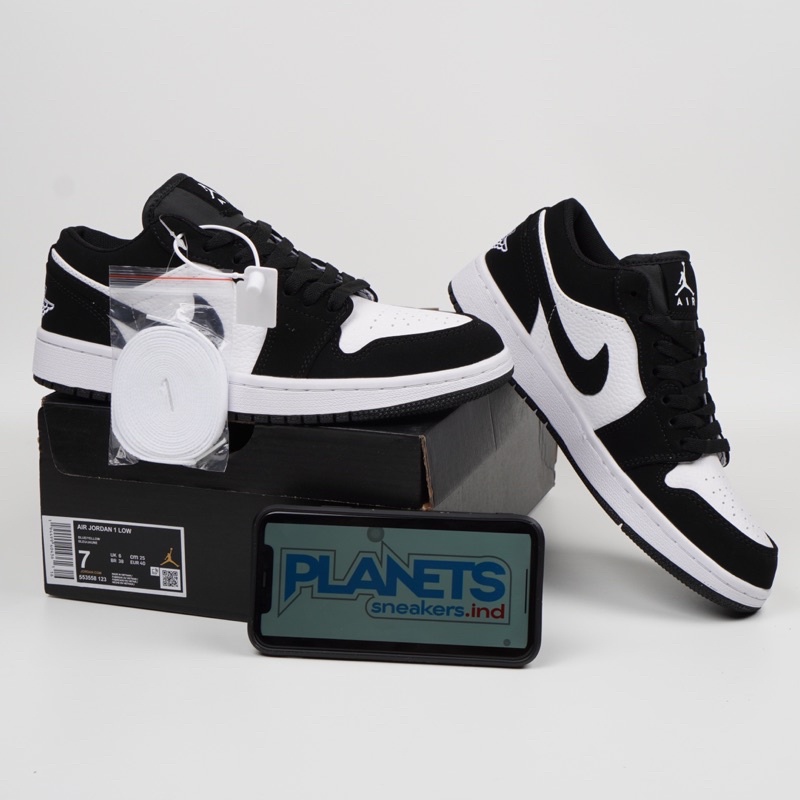 Sepatu Air Jordan 1 Low Black White Hitam Putih