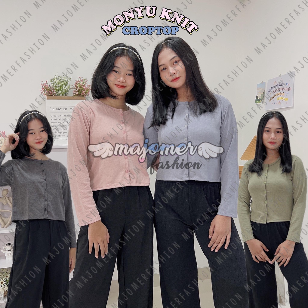 MAJOMER ® | MONYU KNIT CROPTOP - KAOS LENGAN PANJANG