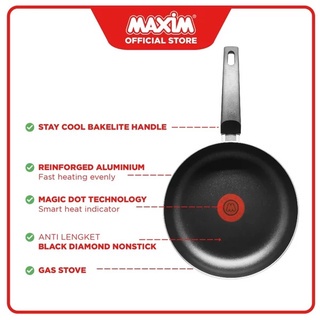 Teplon MAXIM Eterna [ Frypan dengan Magic Dot Technology (Terbaru) ] Berbahan Teflon Non-Stick (Anti Lengket) / Wajan Penggorengan / Panci MAXIM Eterna Fry Pan