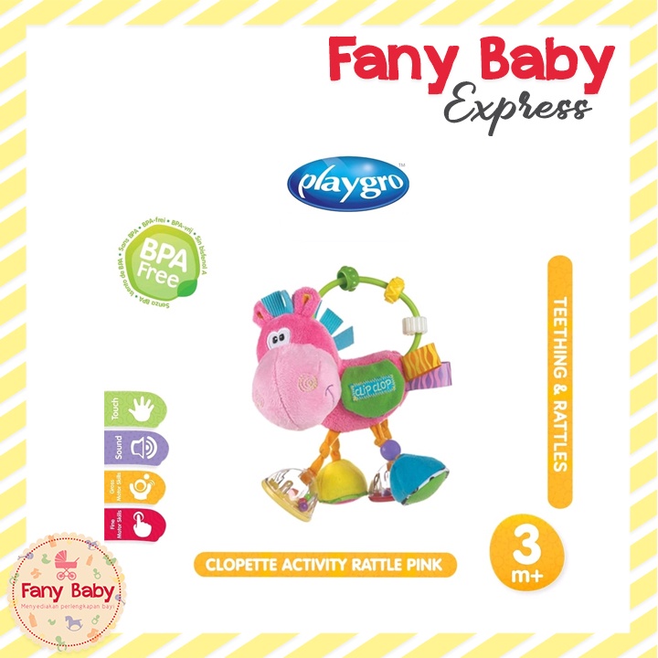PLAYGRO CLOPETTE ACTIVITY RATTLE PINK