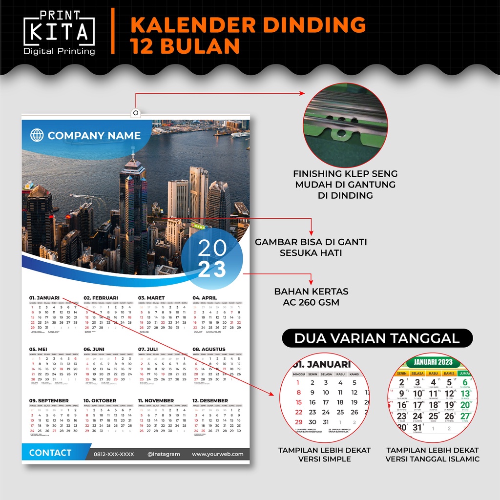 

Kalender Dinding 2023 1 Lembar Bahan AC 260, Kalender Aesthetic 2023 Kalender Modern 2023