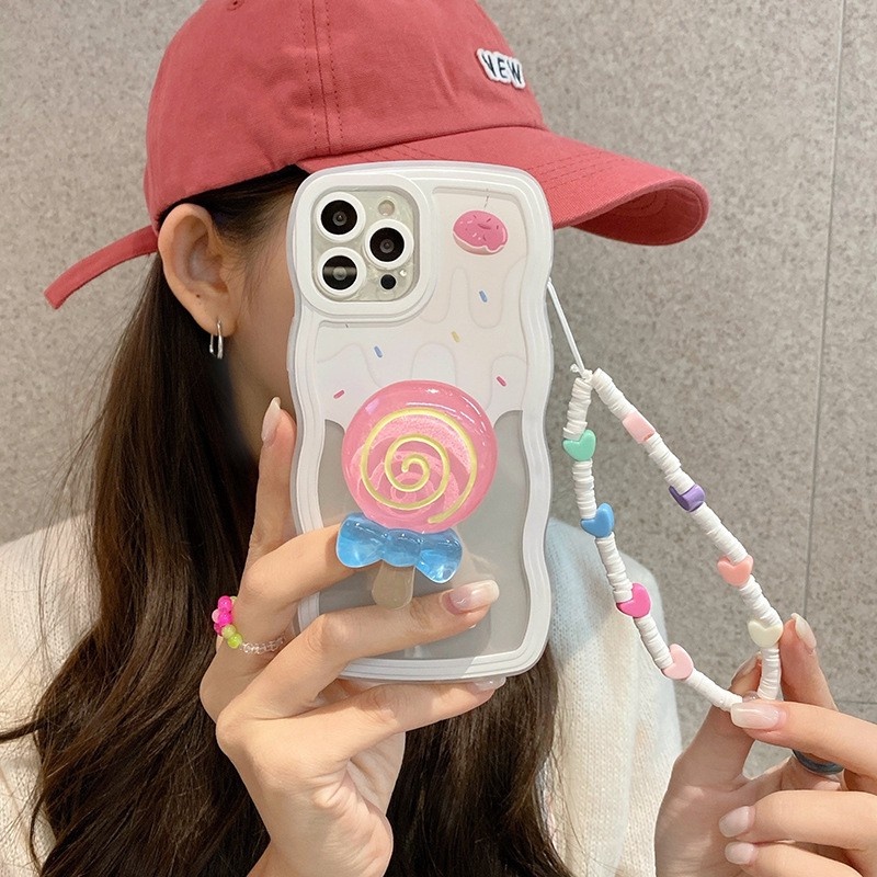 Soft Case Hp Dengan Tempat Permen Lollipop 3D Untuk IPhone 11 / 12 / 13pro Max