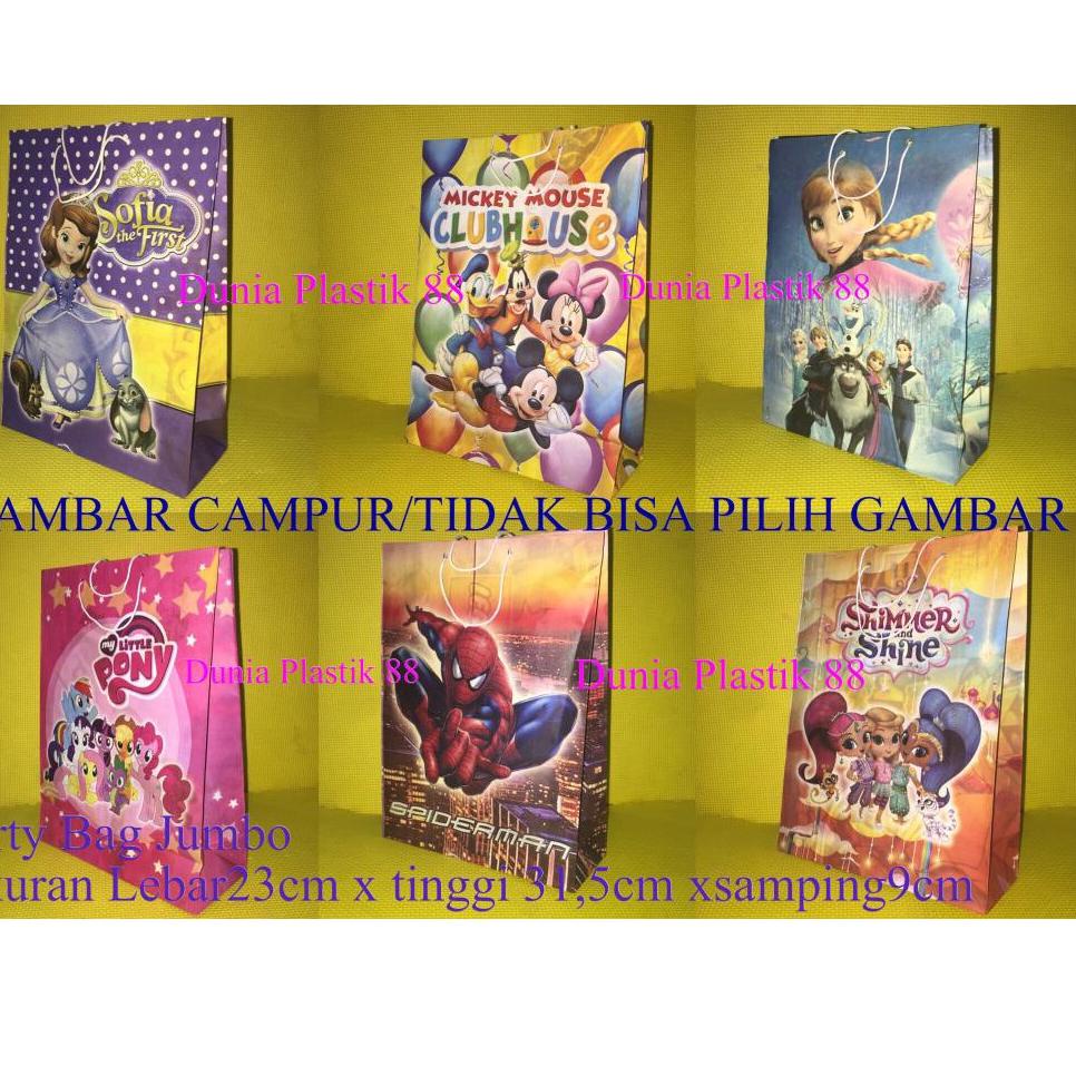 

wgdr isi10pc goodie PARTY BAG JUMBO 23x31.5CM tas kertas karakter anak ulang tahun ultah GAMBAR RANDOM tkve153