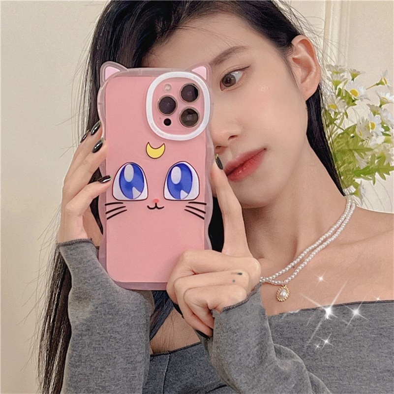 Soft Case Silikon Motif Kartun Telinga Kucing 3D Untuk iPhone 14 13 12 11 Pro Max X Xr Xs Max 8 7 6 6s Plus