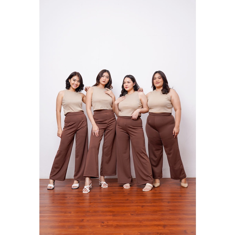 CELANA KULOT WANITA BIG SIZE HIGH WAIST CULOTTES PANTS - Bawahan Kerja Wanita