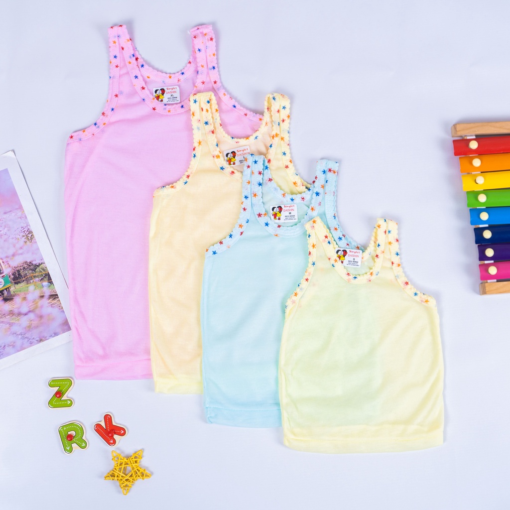 IL - Kaos Dalam Singlet Putih &amp; Warna Polos | Star &amp; Motif Bayi Anak Balita Paud TK SD Cowok Cewek Laki Perempuan Daishin