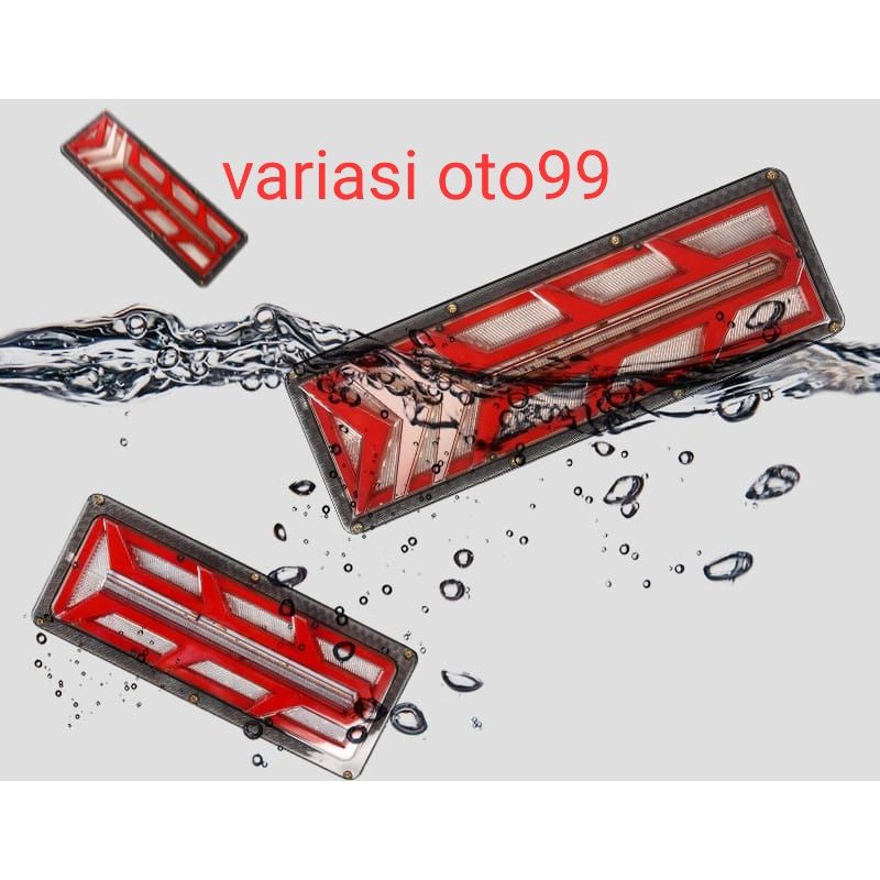 HARGA 1 Pasang Lampu StopLamp variasi Rem Belakang LED Runing Mobil Truck Truk model Panah  24Volt