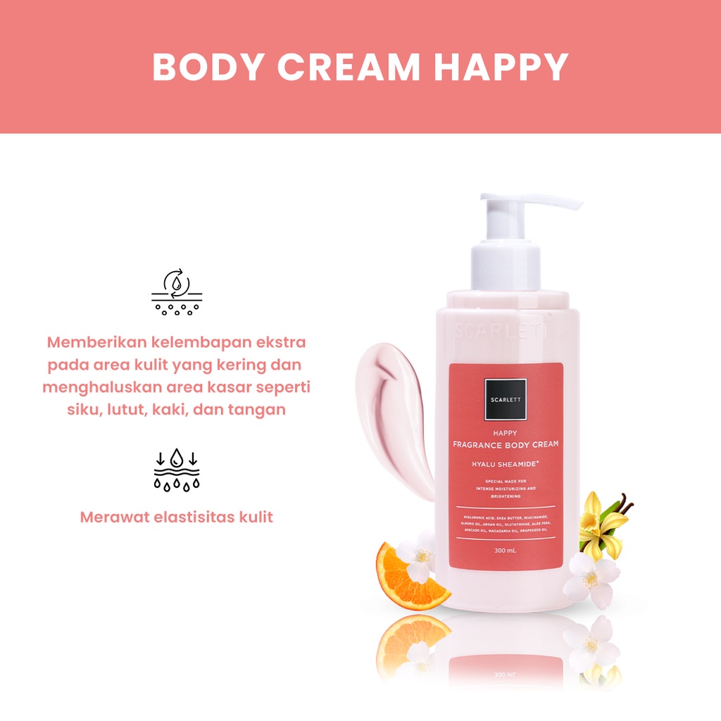 GIRLSNEED77 Medan Scarlett Whitening Body Cream Happy COD Bayar di Tempat